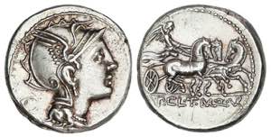 Denario. 110-109 a.C. CLAUDIA. Appius ... 