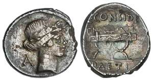 Denario. 46 a.C. CONSIDIA. C. Considius ... 