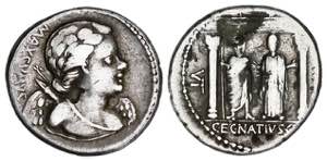 Denario. 75 a.C. EGNATIA. Cn. Egnatius Cn. ... 