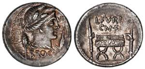 Denario. 63 a.C. FURIA. Furius Cn.f. ... 