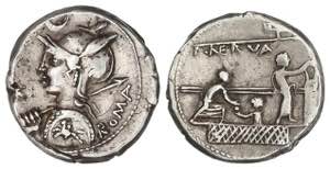 Denario. 113-112 a.C. LICINIA. P. Licinius ... 