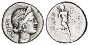 Denario. 74 a.C. PLAETORIA. L. Plaetorius ... 