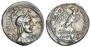 Denario. 67 a.C. PLAETORIA. M. Plaetorius ... 