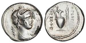 Denario. 69 a.C. PLAETORIA. M. Plaetorius ... 