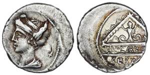 Denario. 69 a.C. PLAETORIA. M. Plaetorius ... 