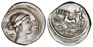 Denario. 60 a.C. PLAUTIA. P. Plautius ... 