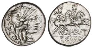 Denario. 121 a.C. PLUTIA. C. Plutius. Anv.: ... 
