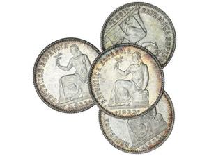 Lote 4 monedas 1 Peseta. 1933 (*3-4). A ... 