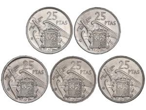 Estado Español - Lote 5 monedas 25 Pesetas. ... 