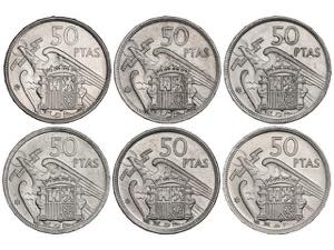 Estado Español - Lote 6 monedas 50 Pesetas. ... 