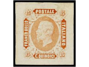 ITALIA. Sa.12. 1863. 15 cts. rojo ENSAYO NO ... 