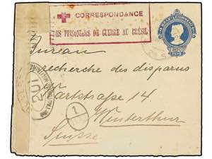 BRASIL. 1918. 200r. blue postal stationery ... 