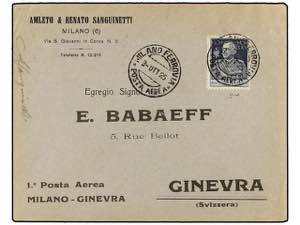 ITALIA. 1925 (3 Octubre). MILANO a GINEBRA. ... 