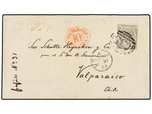 CHILE. 1875. PANAMA to VALPARAISO (Chile). ... 