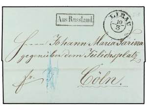 LETONIA. 1861. LIBAU to CÖLN (Germany). ... 