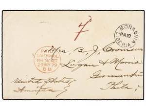 LIBERIA. 1879 (26 Apr.). Envelope, with full ... 