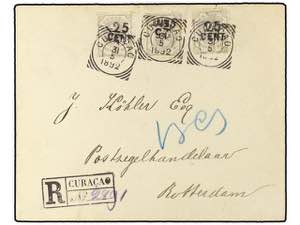 CURACAO. 1892. Registered cover used to ... 