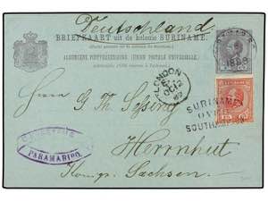 SURINAM. 1889. PARAMARIBO to GERMANY. 5 cts. ... 
