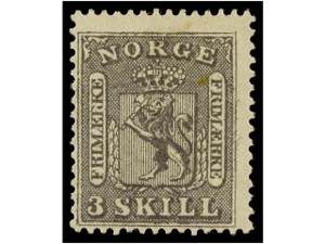 NORUEGA. Mi.7. 1863. 3 sk. grey. Original ... 