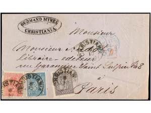 NORUEGA. 1869. CHRSITIANIA to PARIS. Wrapper ... 