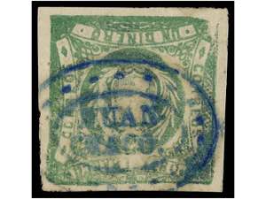 PERU. Sc.14. 1868. 1 dinero verde, mat. ... 