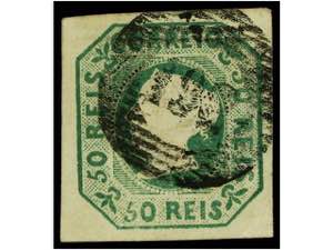 PORTUGAL. Af.3. 1853. 50 reis verde. ... 