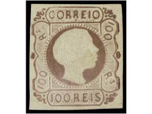 PORTUGAL. Af.9. 1855. 100 reis lila. Color ... 