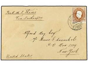 CABO VERDE. 1888 (Aug 18). Cover to NEW YORK ... 