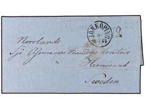 SUECIA. 1864. Entire letter from GIBRALTAR ... 