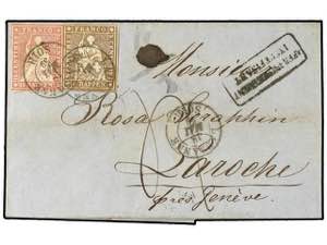 SUIZA. Yv.26, 27. 1859. LAUSANNE a ... 