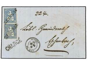SUIZA. 1864 (April 30). Registered outer ... 