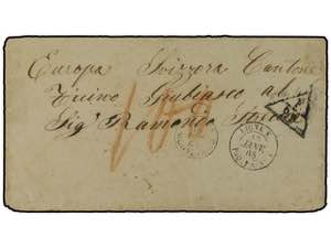 URUGUAY. 1868 (Jan 15). Stampless cover with ... 