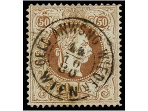 AUSTRIA. Mi.41IIE. 1867. 50 kr. brown, dent. ... 