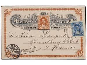 ECUADOR. 1896. Entero Postal de 2 ctvos. con ... 