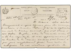 ETIOPIA. 1911-12. Conjunto de 7 TELEGRAMAS ... 