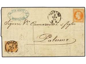 FRANCIA. 1870. Entire letter from MARSEILLE ... 