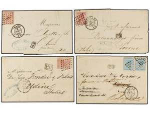 BELGICA. 1866-68. Seven covers to ITALY with ... 