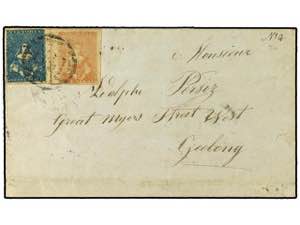 AUSTRALIA. 1856. Cover to GEELONG with fine ... 