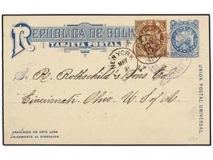 BOLIVIA. Sc.41. 1894. COCHABAMBA a U.S.A. ... 