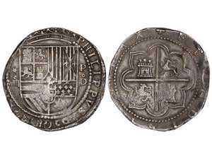  Philip II - 8 Reales. S/F. LIMA. D. Anv.: ... 