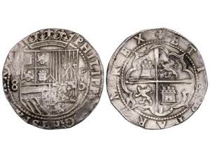  Philip II - 8 Reales. S/F. LIMA. D. Anv.: ... 