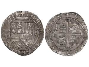  Philip II - 8 Reales. S/F. LIMA. D. Anv.: P ... 