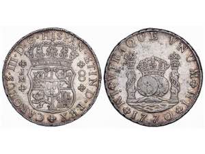  Charles III - 8 Reales. 1770. LIMA. J.M. 27 ... 