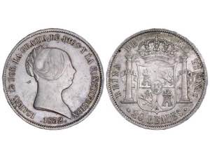 Elizabeth II - 20 Reales. 1852. ... 