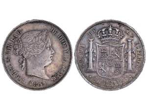 Elizabeth II - 20 Reales. 1862. BARCELONA. ... 
