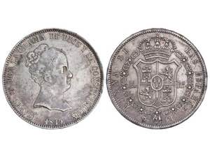 Elizabeth II - 20 Reales. 1849. MADRID. C.L. ... 