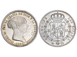 Elizabeth II - 20 Reales. 1850. MADRID. C.L. ... 