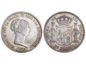 Elizabeth II - 20 Reales. 1854. ... 