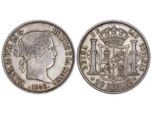 Elizabeth II - 20 Reales. 1856. ... 