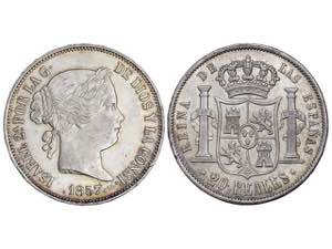 Elizabeth II - 20 Reales. 1857. MADRID. ... 